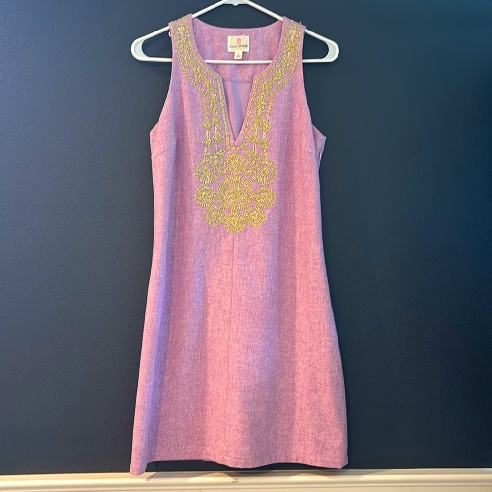 Julie Brown NYC Purple Sleeveless Dress with Gorgeous Gold Embroidery - Size 2